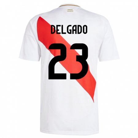 Kandiny Enfant Maillot Pérou Valentino Delgado #23 Blanc Tenues Domicile 24-26 T-Shirt