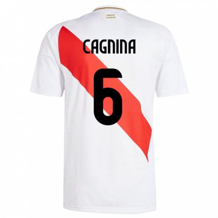 Kandiny Enfant Maillot Pérou Claudia Cagnina #6 Blanc Tenues Domicile 24-26 T-Shirt