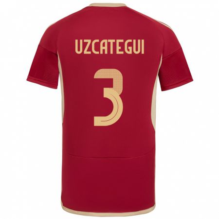 Kandiny Enfant Maillot Venezuela Rafael Uzcátegui #3 Bourgogne Tenues Domicile 24-26 T-Shirt