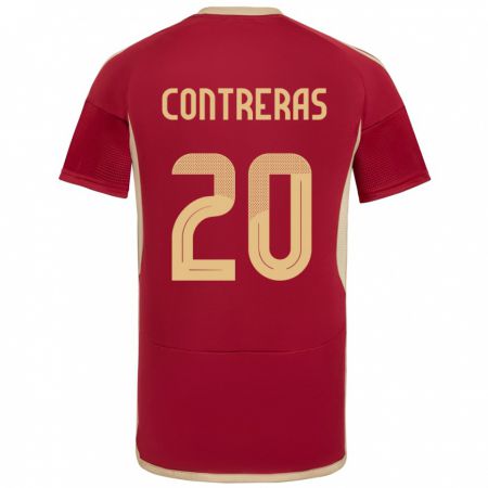 Kandiny Enfant Maillot Venezuela Anderson Contreras #20 Bourgogne Tenues Domicile 24-26 T-Shirt