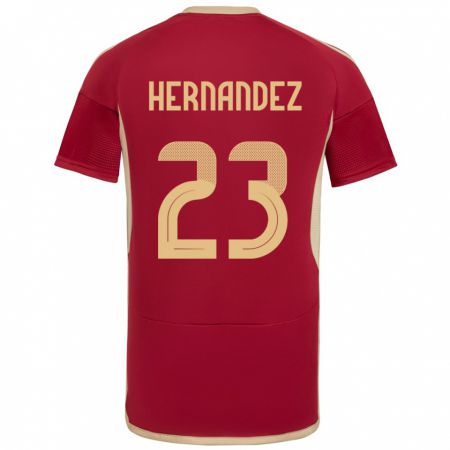 Kandiny Enfant Maillot Venezuela Luifer Hernández #23 Bourgogne Tenues Domicile 24-26 T-Shirt