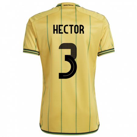 Kandiny Enfant Maillot Jamaïque Michael Hector #3 Jaune Tenues Domicile 24-26 T-Shirt