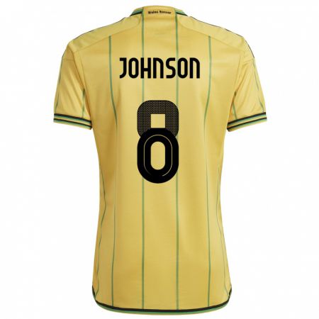 Kandiny Enfant Maillot Jamaïque Daniel Johnson #8 Jaune Tenues Domicile 24-26 T-Shirt