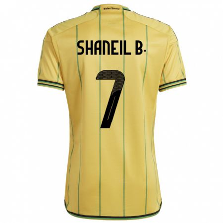 Kandiny Enfant Maillot Jamaïque Shaneil Buckley #7 Jaune Tenues Domicile 24-26 T-Shirt