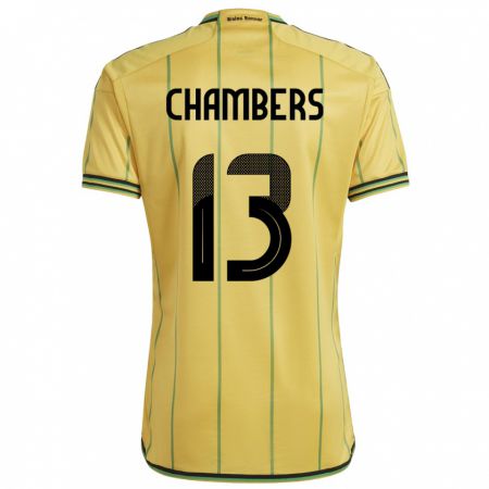 Kandiny Enfant Maillot Jamaïque Chris-Ann Chambers #13 Jaune Tenues Domicile 24-26 T-Shirt