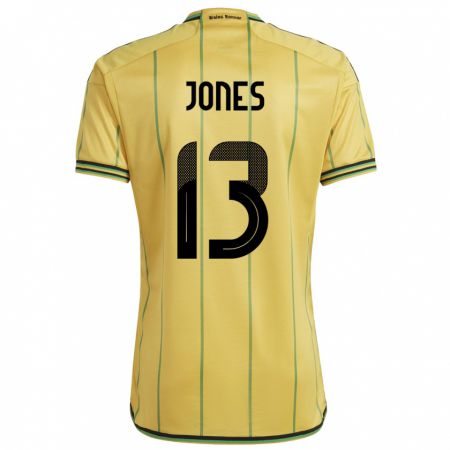 Kandiny Enfant Maillot Jamaïque Javanae Jones #13 Jaune Tenues Domicile 24-26 T-Shirt