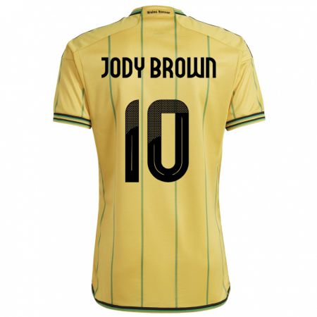 Kandiny Enfant Maillot Jamaïque Jody Brown #10 Jaune Tenues Domicile 24-26 T-Shirt