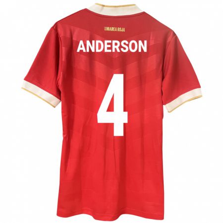 Kandiny Enfant Maillot Panama Eduardo Anderson #4 Rouge Tenues Domicile 24-26 T-Shirt