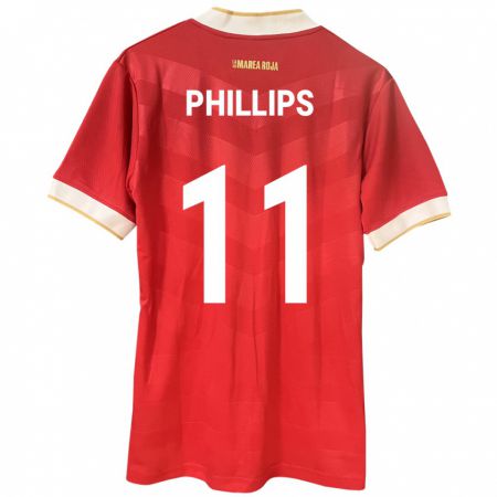 Kandiny Enfant Maillot Panama Ricardo Phillips #11 Rouge Tenues Domicile 24-26 T-Shirt