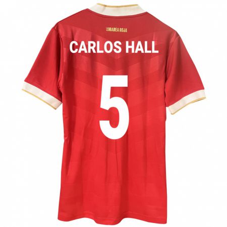 Kandiny Enfant Maillot Panama Juan Carlos Hall #5 Rouge Tenues Domicile 24-26 T-Shirt