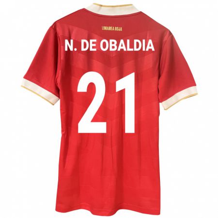 Kandiny Enfant Maillot Panama Nicole De Obaldía #21 Rouge Tenues Domicile 24-26 T-Shirt