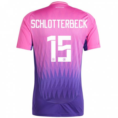 Kandiny Enfant Maillot Allemagne Nico Schlotterbeck #15 Rose-Mauve Tenues Extérieur 24-26 T-Shirt