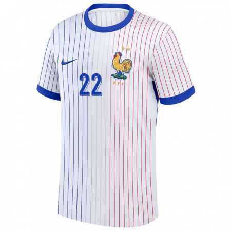 Kandiny Enfant Maillot France Adrien Truffert #22 Blanc Tenues Extérieur 24-26 T-Shirt