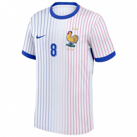 Kandiny Enfant Maillot France Aurelien Tchouameni #8 Blanc Tenues Extérieur 24-26 T-Shirt