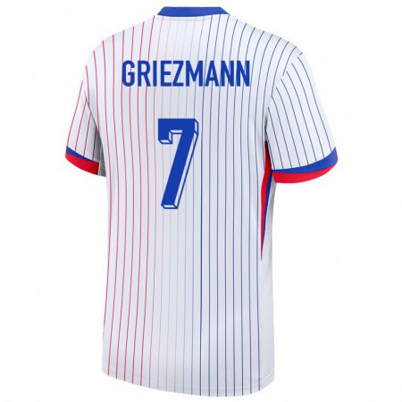 Kandiny Enfant Maillot France Antoine Griezmann #7 Blanc Tenues Extérieur 24-26 T-Shirt