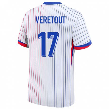 Kandiny Enfant Maillot France Jordan Veretout #17 Blanc Tenues Extérieur 24-26 T-Shirt