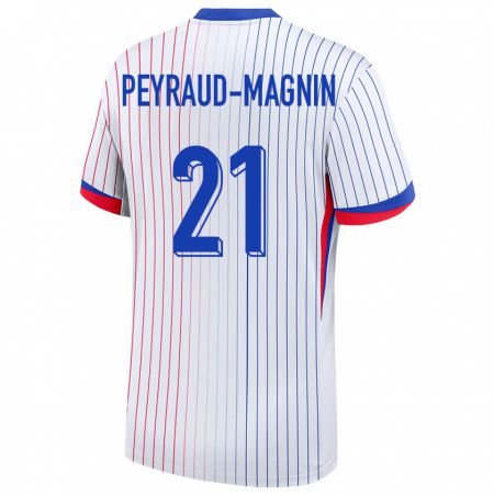 Kandiny Enfant Maillot France Pauline Peyraud Magnin #21 Blanc Tenues Extérieur 24-26 T-Shirt