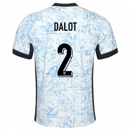 Kandiny Enfant Maillot Portugal Diogo Dalot #5 Bleu Crème Tenues Extérieur 24-26 T-Shirt