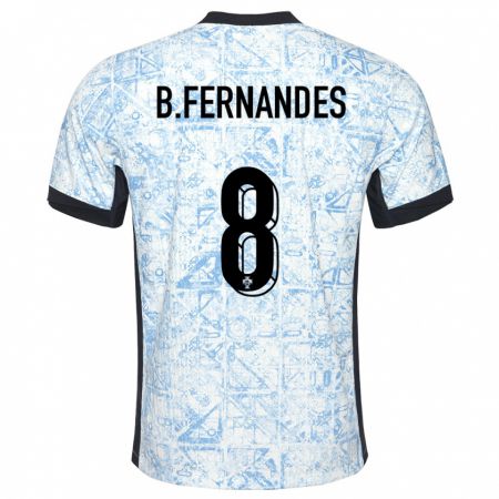 Kandiny Enfant Maillot Portugal Bruno Fernandes #8 Bleu Crème Tenues Extérieur 24-26 T-Shirt