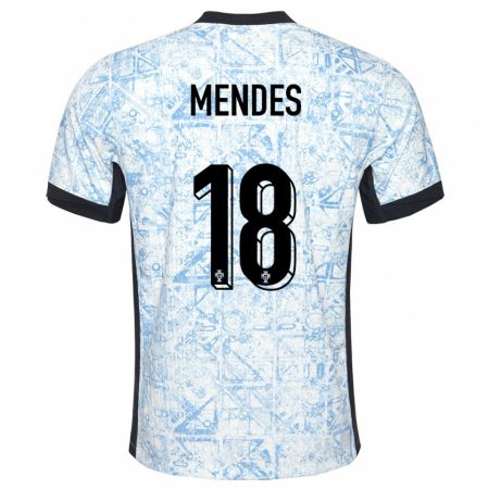 Kandiny Enfant Maillot Portugal Carolina Mendes #18 Bleu Crème Tenues Extérieur 24-26 T-Shirt