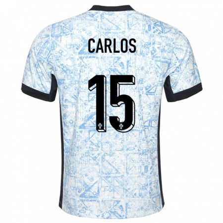 Kandiny Enfant Maillot Portugal Ze Carlos #15 Bleu Crème Tenues Extérieur 24-26 T-Shirt