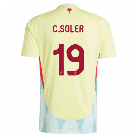 Kandiny Enfant Maillot Espagne Carlos Soler #19 Jaune Tenues Extérieur 24-26 T-Shirt