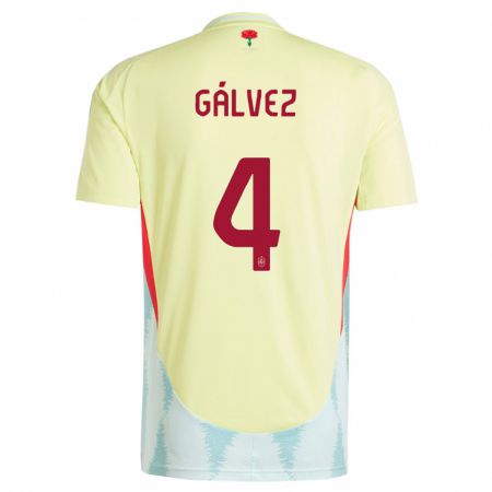 Kandiny Enfant Maillot Espagne Rocio Galvez #4 Jaune Tenues Extérieur 24-26 T-Shirt