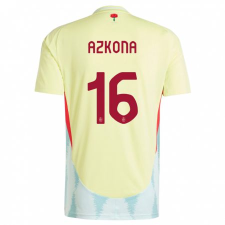 Kandiny Enfant Maillot Espagne Ane Azkona #16 Jaune Tenues Extérieur 24-26 T-Shirt