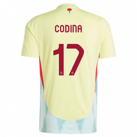 Kandiny Enfant Maillot Espagne Laia Codina #17 Jaune Tenues Extérieur 24-26 T-Shirt