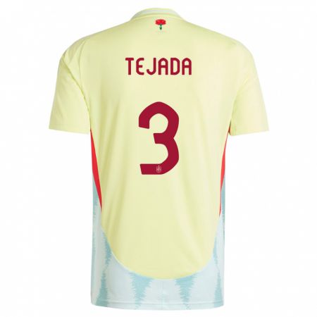 Kandiny Enfant Maillot Espagne Ana Tejada #3 Jaune Tenues Extérieur 24-26 T-Shirt