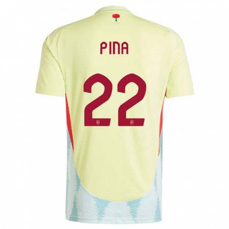 Kandiny Enfant Maillot Espagne Claudia Pina #22 Jaune Tenues Extérieur 24-26 T-Shirt