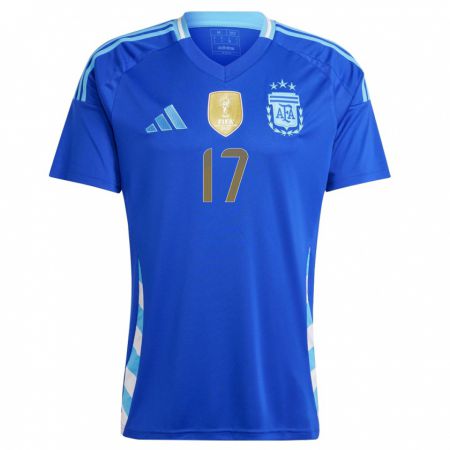 Kandiny Enfant Maillot Argentine Papu Gomez #17 Bleu Tenues Extérieur 24-26 T-Shirt