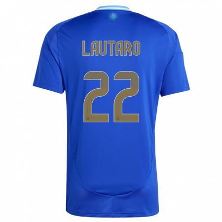 Kandiny Enfant Maillot Argentine Lautaro Martinez #22 Bleu Tenues Extérieur 24-26 T-Shirt