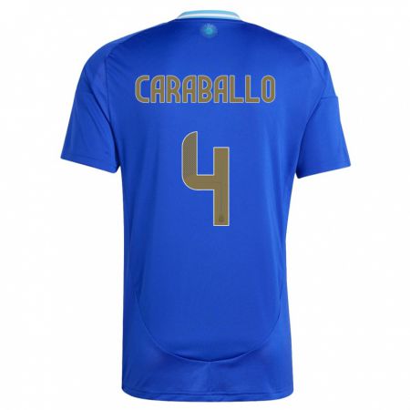 Kandiny Enfant Maillot Argentine Brian Caraballo #4 Bleu Tenues Extérieur 24-26 T-Shirt