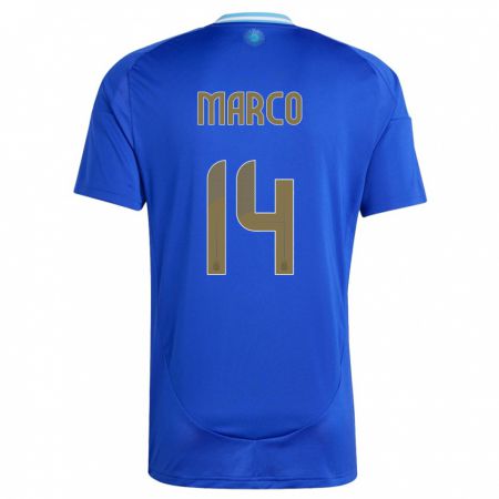 Kandiny Enfant Maillot Argentine Francisco Marco #14 Bleu Tenues Extérieur 24-26 T-Shirt