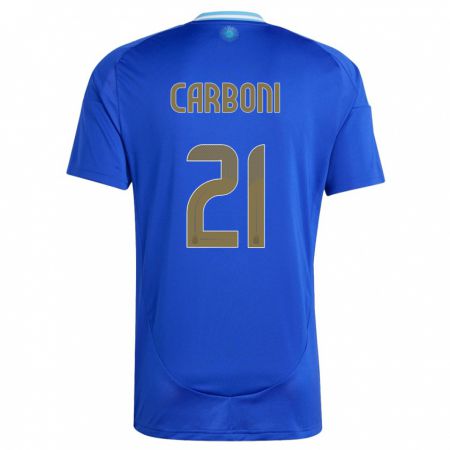 Kandiny Enfant Maillot Argentine Valentin Carboni #21 Bleu Tenues Extérieur 24-26 T-Shirt