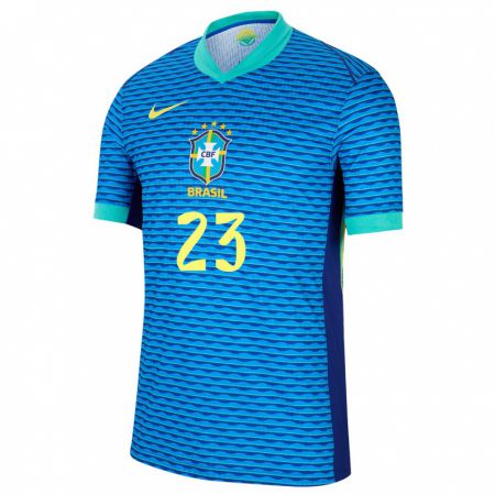Kandiny Enfant Maillot Brésil Ederson #23 Bleu Tenues Extérieur 24-26 T-Shirt