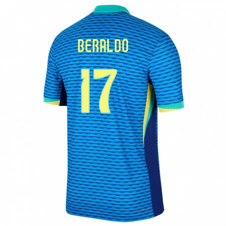 Kandiny Enfant Maillot Brésil Lucas Beraldo #17 Bleu Tenues Extérieur 24-26 T-Shirt
