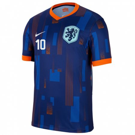 Kandiny Enfant Maillot Pays-Bas Memphis Depay #10 Bleu Tenues Extérieur 24-26 T-Shirt