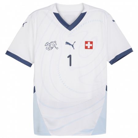 Kandiny Enfant Maillot Suisse Tim Spycher #1 Blanc Tenues Extérieur 24-26 T-Shirt