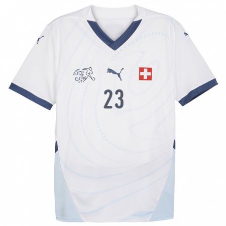 Kandiny Enfant Maillot Suisse Leo Buljan #23 Blanc Tenues Extérieur 24-26 T-Shirt