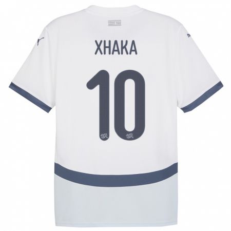 Kandiny Enfant Maillot Suisse Granit Xhaka #10 Blanc Tenues Extérieur 24-26 T-Shirt