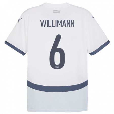 Kandiny Enfant Maillot Suisse Mauricio Willimann #6 Blanc Tenues Extérieur 24-26 T-Shirt