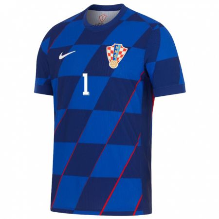 Kandiny Enfant Maillot Croatie Dominik Kotarski #1 Bleu Tenues Extérieur 24-26 T-Shirt