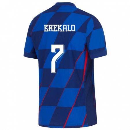 Kandiny Enfant Maillot Croatie Josip Brekalo #7 Bleu Tenues Extérieur 24-26 T-Shirt