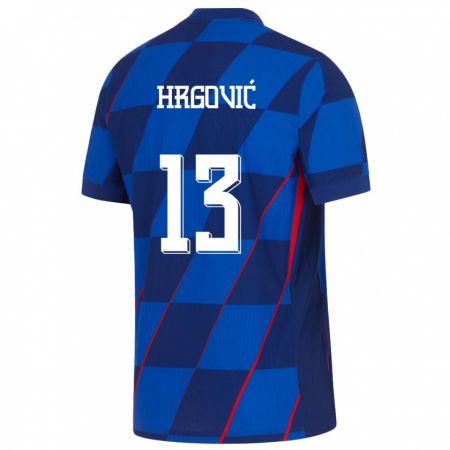 Kandiny Enfant Maillot Croatie Simun Hrgovic #13 Bleu Tenues Extérieur 24-26 T-Shirt