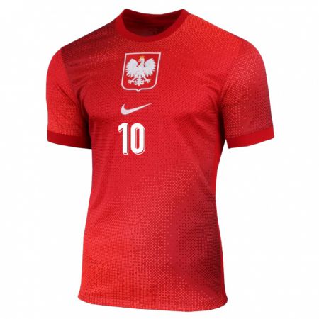 Kandiny Enfant Maillot Pologne Piotr Zielinski #10 Rouge Tenues Extérieur 24-26 T-Shirt