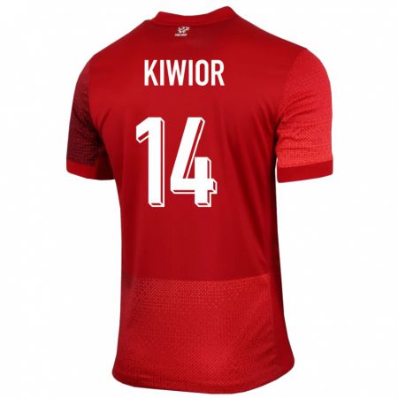 Kandiny Enfant Maillot Pologne Jakub Kiwior #14 Rouge Tenues Extérieur 24-26 T-Shirt