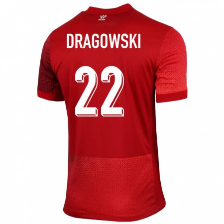 Kandiny Enfant Maillot Pologne Bartlomiej Dragowski #22 Rouge Tenues Extérieur 24-26 T-Shirt