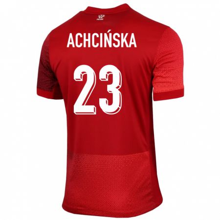 Kandiny Enfant Maillot Pologne Adriana Achcinska #23 Rouge Tenues Extérieur 24-26 T-Shirt